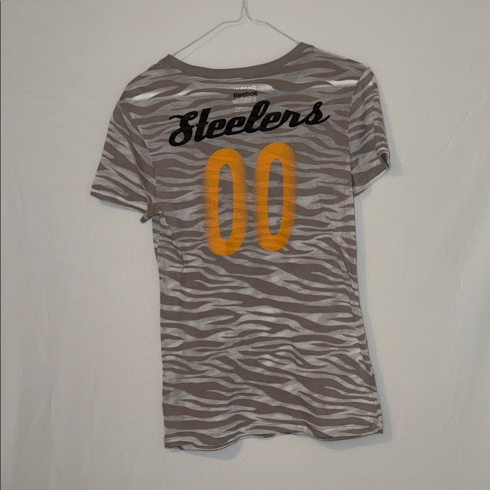 Reebok Zebra Print Tee with Orange Accents